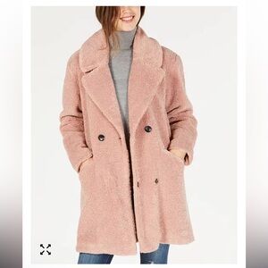 Lucky Brand Pink Faux Fur Teddy Coat Jacket Size Small